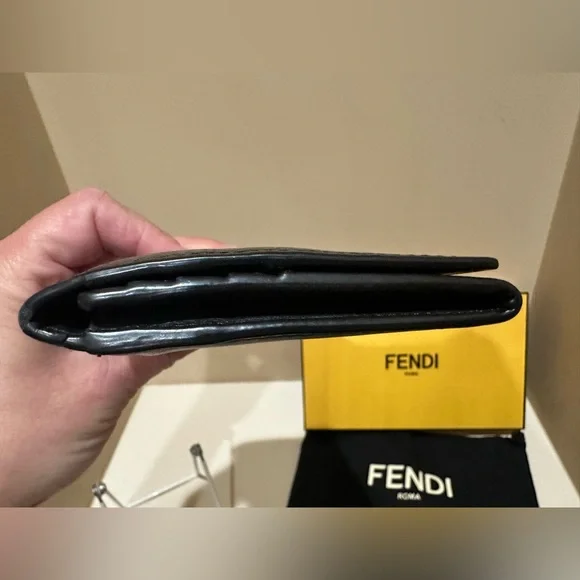 Fendi Vitello Grace Micro Zucca Pattern Men’s Long Wallet W/box & dustbag
